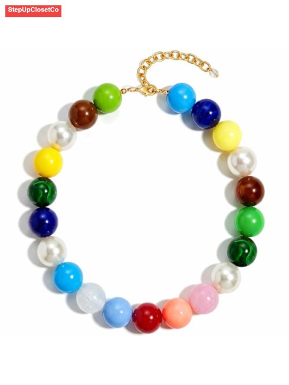 Resin Beaded Choker Necklace Boho Statement Collar Gift for Her